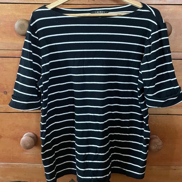 Lauren by Ralph Lauren striped top black and white - Picture 1 of 6